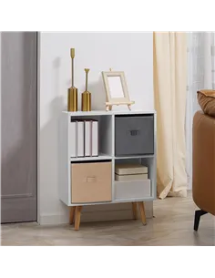HOMCOM Freestanding 4 Cube Unit Cabinet Unit w/ 3 Fabric Drawers Handles Home Office Storage Shelves 2