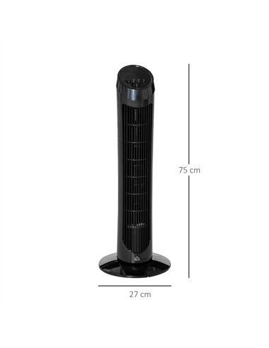 HOMCOM Tower Fan for Bedroom Cooling, 30 Inch Electric 70° Oscillating Fan with 3 Speed Settings, Standing Floor Fan for Home Of