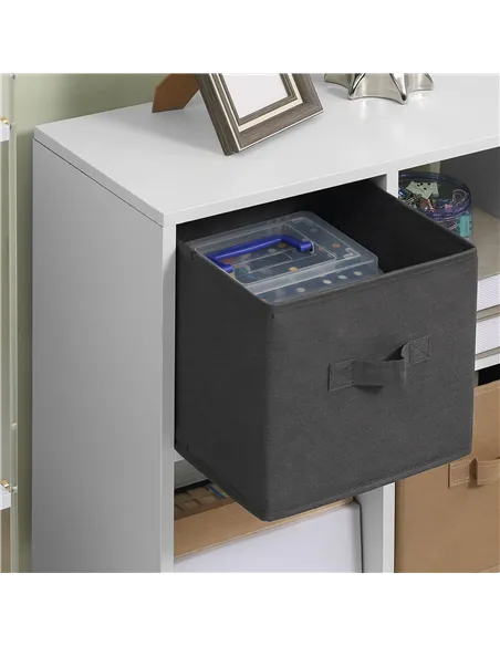 HOMCOM Freestanding 4 Cube Unit Cabinet Unit w/ 3 Fabric Drawers Handles Home Office Storage Shelves