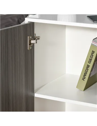 HOMCOM High Gloss Frame Sideboard, Side Cabinet, Push-Open Design with 2 Drawer for Living Room, Bedroom, Grey