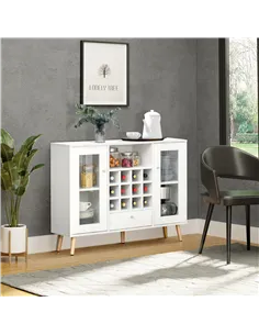 HOMCOM Modern Sideboard Storage Cabinet Kitchen Cupboard Dining Bar Server with Glass Doors, Drawer & 12-Bottle Wine Rack for Li 2