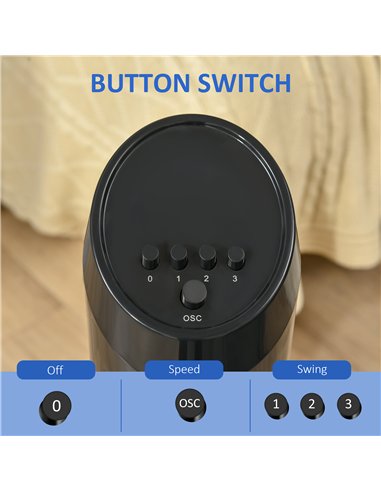 HOMCOM Tower Fan for Bedroom Cooling, 30 Inch Electric 70° Oscillating Fan with 3 Speed Settings, Standing Floor Fan for Home Of