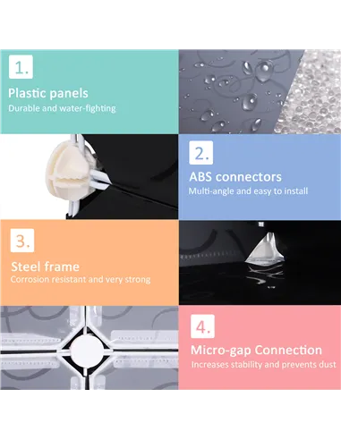 HOMCOM 16 Cube Shoe Rack, 2 x 8 Tier Shoe Storage Cabinet, Modular Plastic Shelves for Bedroom, Living Room and Entryway, Space 