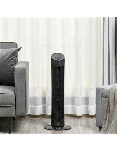 HOMCOM Tower Fan for Bedroom Cooling, 30 Inch Electric 70° Oscillating Fan with 3 Speed Settings, Standing Floor Fan for Home Of