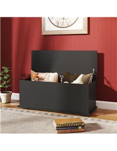 HOMCOM 113L Storage Chest, Storage Box with Flip-Top Lid and 2 Safety Hinges, Storage Trunk for Living Room, Entryway, 100 x 40  2