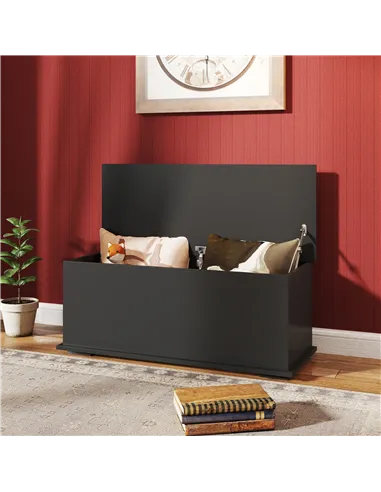 HOMCOM 113L Storage Chest, Storage Box with Flip-Top Lid and 2 Safety Hinges, Storage Trunk for Living Room, Entryway, 100 x 40 