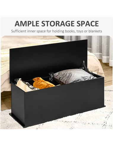 HOMCOM 113L Storage Chest, Storage Box with Flip-Top Lid and 2 Safety Hinges, Storage Trunk for Living Room, Entryway, 100 x 40 