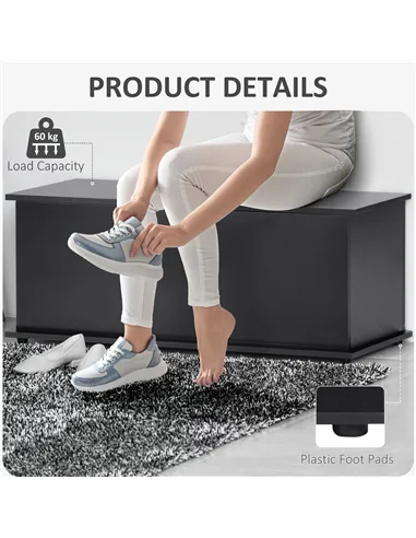 HOMCOM 113L Storage Chest, Storage Box with Flip-Top Lid and 2 Safety Hinges, Storage Trunk for Living Room, Entryway, 100 x 40 