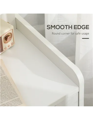 HOMCOM Bedside Table, Small Bedside Cabinet with 2 Drawers and Storage Shelves, Accent Table for Living Room, Bedroom, White