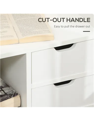 HOMCOM Bedside Table, Small Bedside Cabinet with 2 Drawers and Storage Shelves, Accent Table for Living Room, Bedroom, White