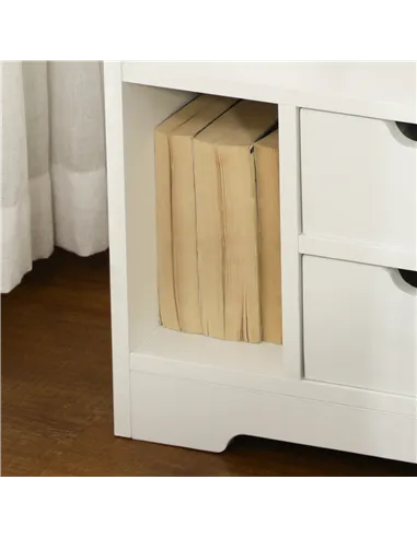 HOMCOM Bedside Table, Small Bedside Cabinet with 2 Drawers and Storage Shelves, Accent Table for Living Room, Bedroom, White