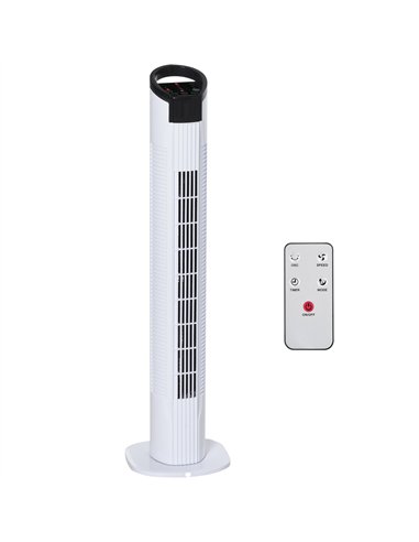 HOMCOM 31" Freestanding Tower Fan, 3 Speed 3 Mode, 7.5H Timer, Oscillating, LED Panel, Remote Control, 31 Inch Standing Fan, Whi