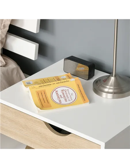 HOMCOM Bedside Table with Drawer and Shelf, Modern Nightstand, End Table for Bedroom, Living Room, White