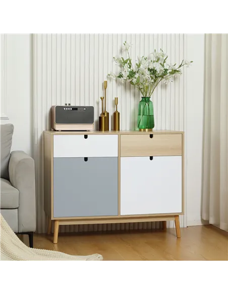 HOMCOM Sideboard, Kitchen Storage Cabinet with Drawers and Door Cupboards for Dining Room, Living Room, Entryway,100W x 40D x 79