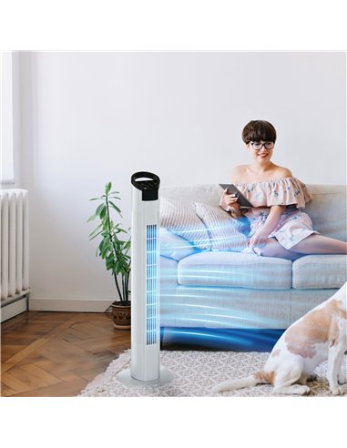 HOMCOM 31" Freestanding Tower Fan, 3 Speed 3 Mode, 7.5H Timer, Oscillating, LED Panel, Remote Control, 31 Inch Standing Fan, Whi