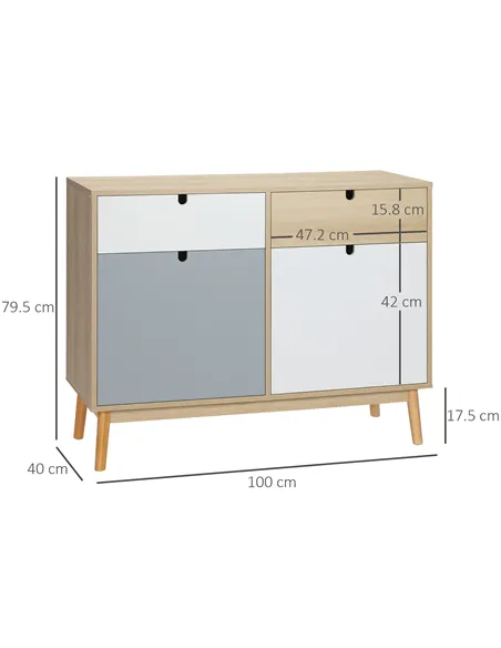 HOMCOM Sideboard, Kitchen Storage Cabinet with Drawers and Door Cupboards for Dining Room, Living Room, Entryway,100W x 40D x 79