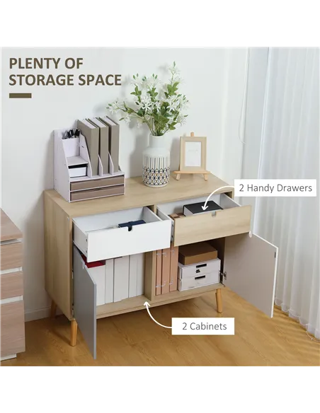 HOMCOM Sideboard, Kitchen Storage Cabinet with Drawers and Door Cupboards for Dining Room, Living Room, Entryway,100W x 40D x 79