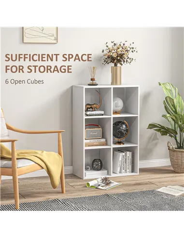 HOMCOM 6-Cube Bookshelf - White