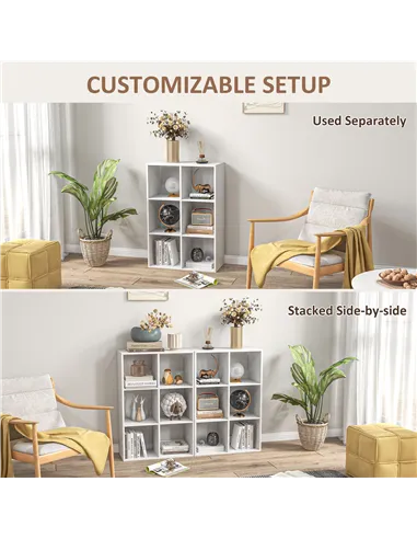 HOMCOM 6-Cube Bookshelf - White