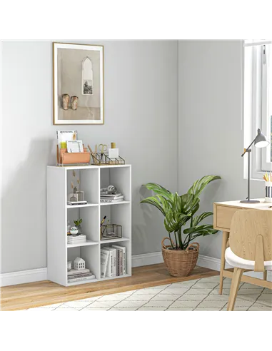 HOMCOM 6-Cube Bookshelf - White