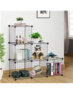 HOMCOM DIY 6 Cube Metal Wire Rack Interlocking Storage Cabinet Living Room Organiser Display Shelves Black 2