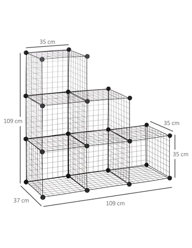 HOMCOM DIY 6 Cube Metal Wire Rack Interlocking Storage Cabinet Living Room Organiser Display Shelves Black