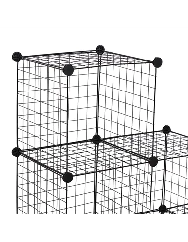 HOMCOM DIY 6 Cube Metal Wire Rack Interlocking Storage Cabinet Living Room Organiser Display Shelves Black