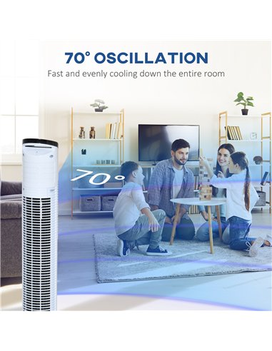 HOMCOM 31" Freestanding Tower Fan, 3 Speed 3 Mode, 7.5H Timer, Oscillating, LED Panel, Remote Control, 31 Inch Standing Fan, Whi