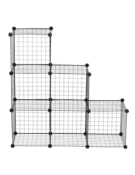 HOMCOM DIY 6 Cube Metal Wire Rack Interlocking Storage Cabinet Living Room Organiser Display Shelves Black