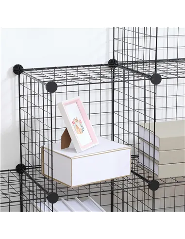 HOMCOM DIY 6 Cube Metal Wire Rack Interlocking Storage Cabinet Living Room Organiser Display Shelves Black