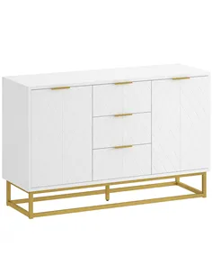 HOMCOM Sideboard with 3 Drawers and Adjustable Shelves for Living Room - White
