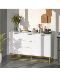 HOMCOM Sideboard with 3 Drawers and Adjustable Shelves for Living Room - White 2