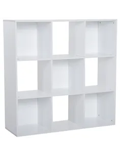 HOMCOM 3-tier 9 Cubes Storage Unit Particle Board Cupboard Bookcase Organiser Home Office Shelves, White