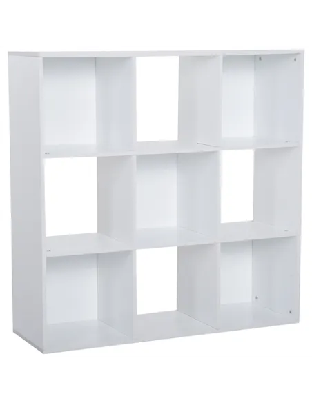 HOMCOM 3-tier 9 Cubes Storage Unit Particle Board Cupboard Bookcase Organiser Home Office Shelves, White