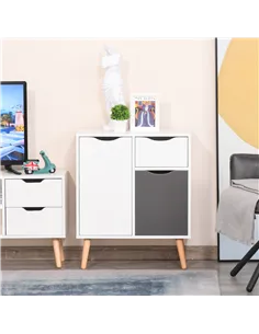 HOMCOM Sideboard Floor Cabinet Storage Cupboard with Drawer for Bedroom, Living Room, Entryway, Grey 2
