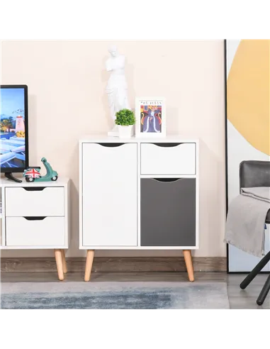 HOMCOM Sideboard Floor Cabinet Storage Cupboard with Drawer for Bedroom, Living Room, Entryway, Grey