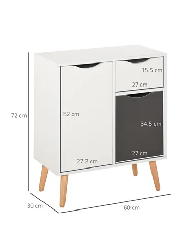 HOMCOM Sideboard Floor Cabinet Storage Cupboard with Drawer for Bedroom, Living Room, Entryway, Grey