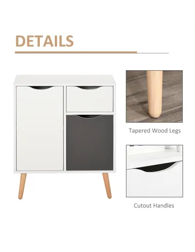 HOMCOM Sideboard Floor Cabinet Storage Cupboard with Drawer for Bedroom, Living Room, Entryway, Grey