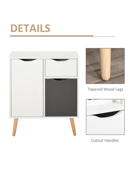 HOMCOM Sideboard Floor Cabinet Storage Cupboard with Drawer for Bedroom, Living Room, Entryway, Grey