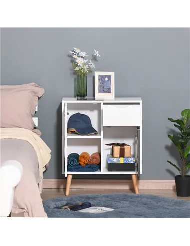 HOMCOM Sideboard Floor Cabinet Storage Cupboard with Drawer for Bedroom, Living Room, Entryway, Grey