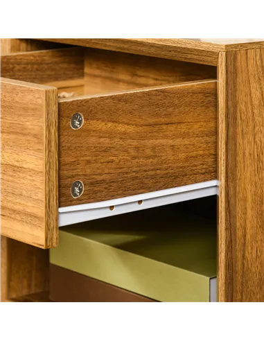 HOMCOM Modern Bedside Table Nightstand, Living Room End Table, Side Table with Drawer and Shelf, Walnut Brown