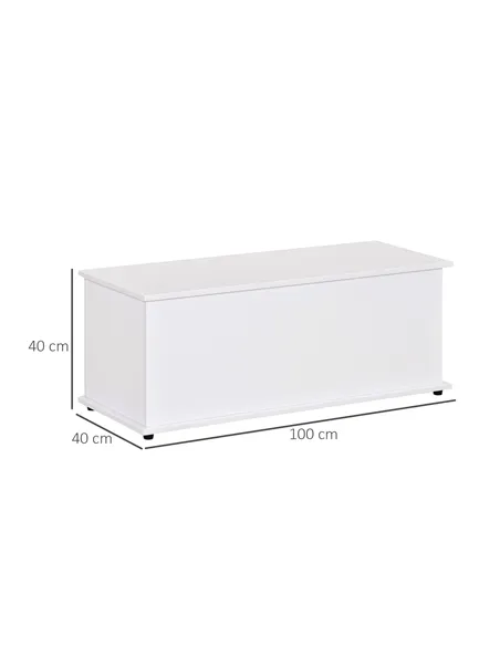 HOMCOM 113L Storage Chest, Storage Box with Flip-Top Lid and 2 Safety Hinges, Storage Trunk for Living Room, Entryway, 100 x 40 