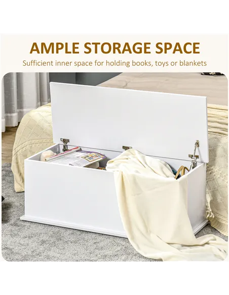 HOMCOM 113L Storage Chest, Storage Box with Flip-Top Lid and 2 Safety Hinges, Storage Trunk for Living Room, Entryway, 100 x 40 