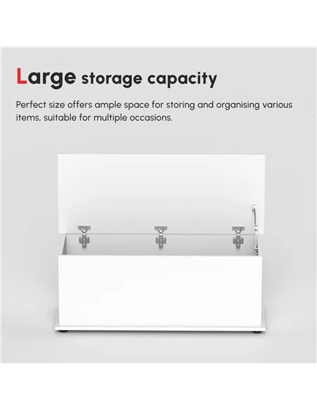 HOMCOM 113L Storage Chest, Storage Box with Flip-Top Lid and 2 Safety Hinges, Storage Trunk for Living Room, Entryway, 100 x 40 