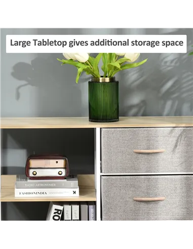 HOMCOM Chest of Drawers Storage  Dresser Cabinet Organizer with 3 Fabric Drawers and 2 Display Shelves for Living Room, Bedroom,