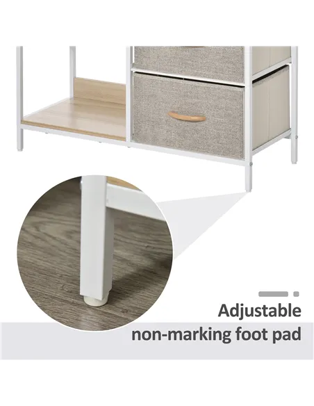 HOMCOM Chest of Drawers Storage  Dresser Cabinet Organizer with 3 Fabric Drawers and 2 Display Shelves for Living Room, Bedroom,