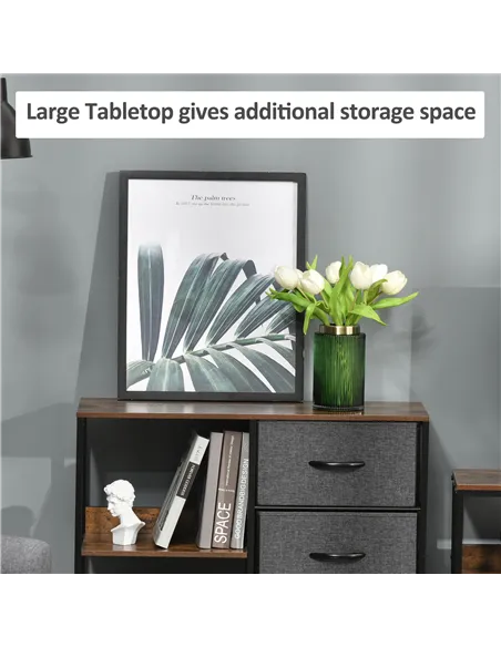 HOMCOM Chest of Drawers Storage  Dresser Cabinet Organizer with 3 Fabric Drawers and 2 Display Shelves for Living Room, Bedroom,