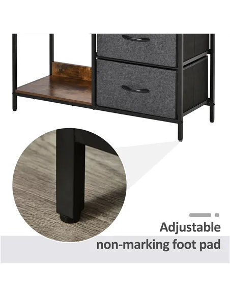 HOMCOM Chest of Drawers Storage  Dresser Cabinet Organizer with 3 Fabric Drawers and 2 Display Shelves for Living Room, Bedroom,
