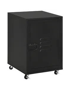 HOMCOM Rolling Metal Storage Locker Cabinet, Industrial Mobile Lockable Cabinet with Adjustable Shelf and Wheels for Home Office