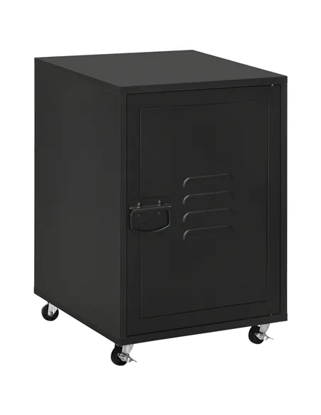 HOMCOM Rolling Metal Storage Locker Cabinet, Industrial Mobile Lockable Cabinet with Adjustable Shelf and Wheels for Home Office